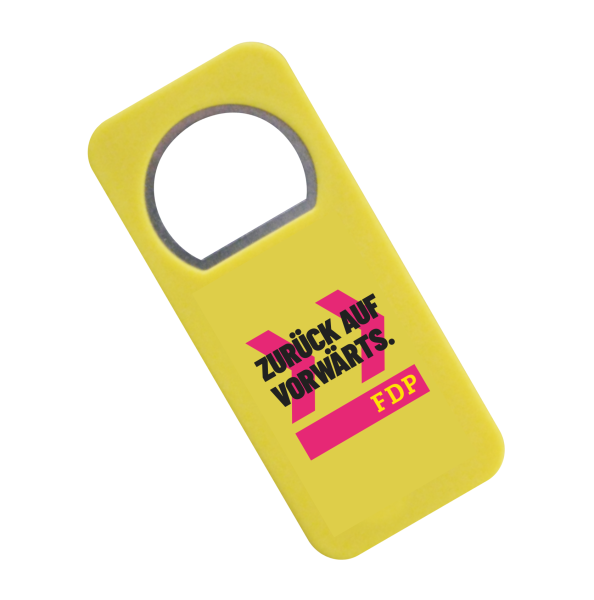 Flaschenöffner mit Kampagnenmotiv